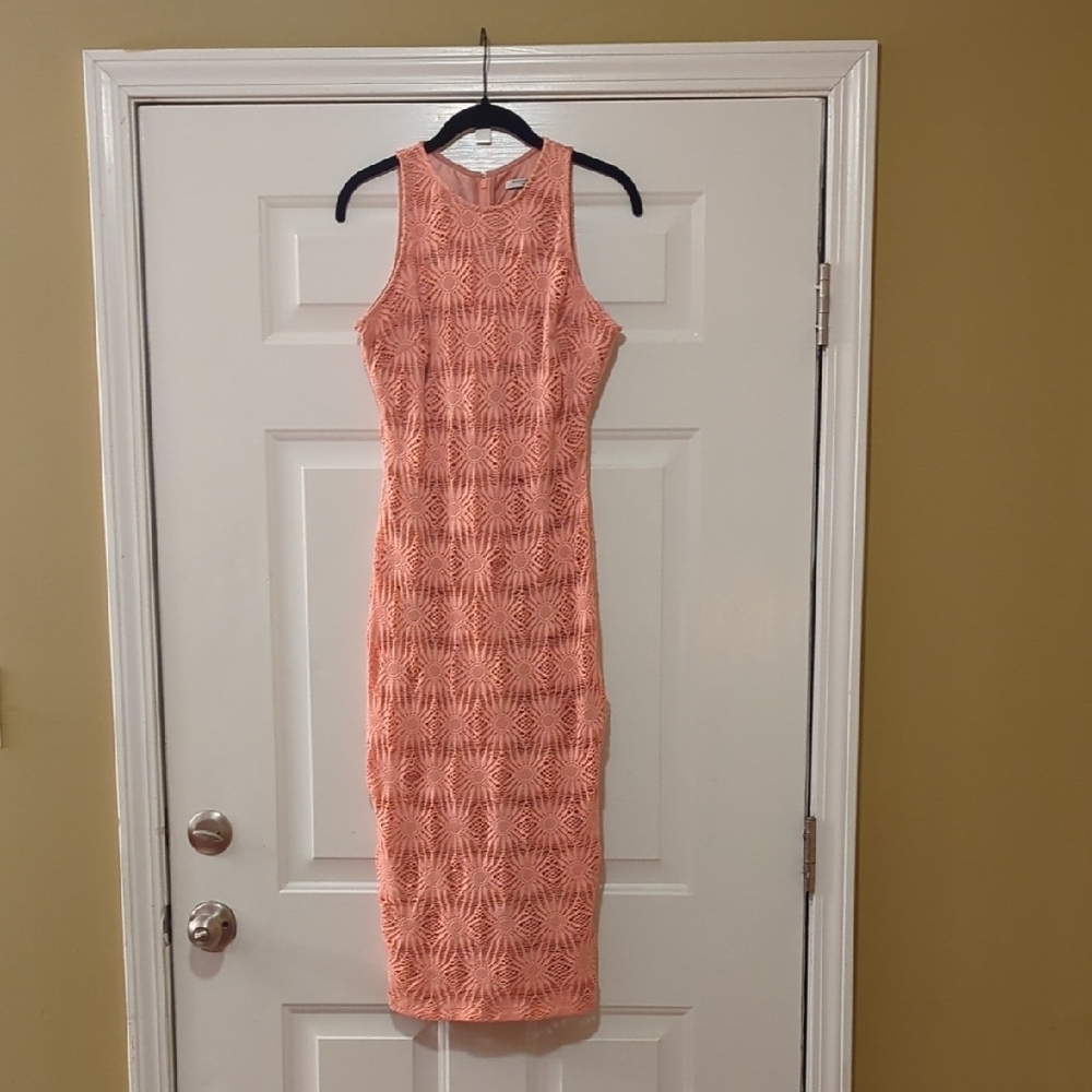 Alexia Admor Floral Lace Midi Dress Size Small Pink Resortwear Garden Party